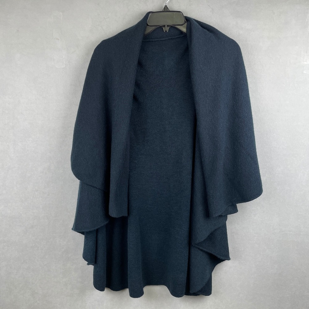 Moth Anthropologie Navy Blue Sleeveless Draped Open Front Knit Boho Cardigan OS